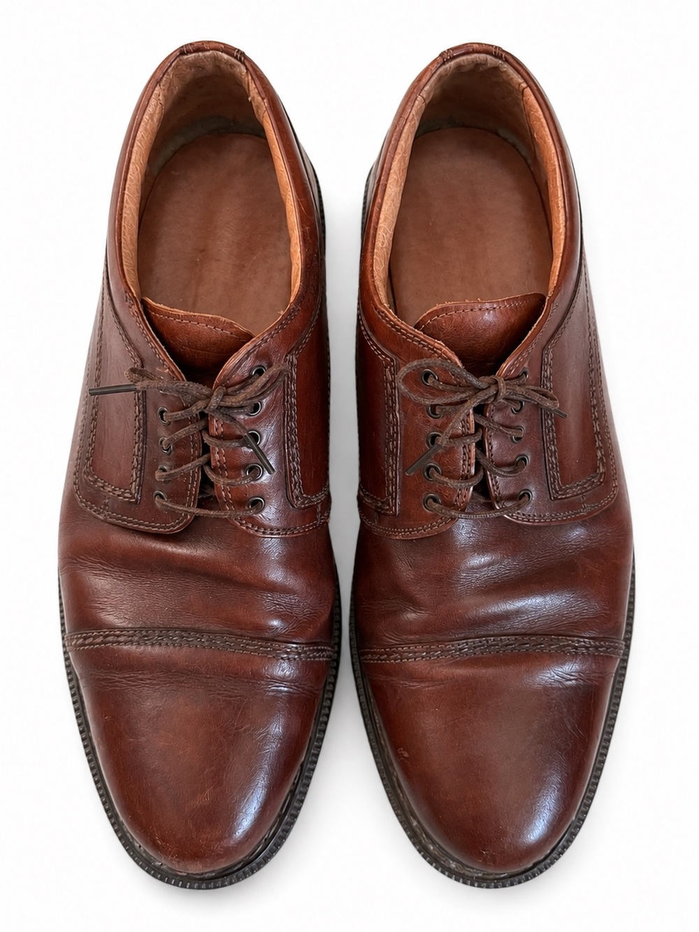 Johnston & Murphy Brown Leather Cap Toe Oxford Dress Shoes Made in Italy 10